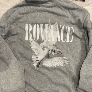ROMANCE Dove Graphic Hoodie Grey Premium Streetwear Pullover